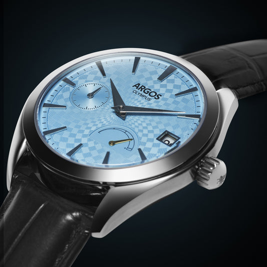 OLYMPUS - Arctic Blue Silver w/ Leather Strap