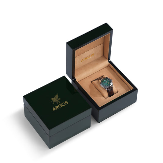 OLYMPUS - Basil Green Silver w/ Leather Strap