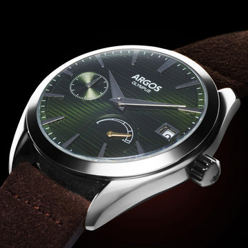 OLYMPUS - Pine Green Silver w/ Leather Strap