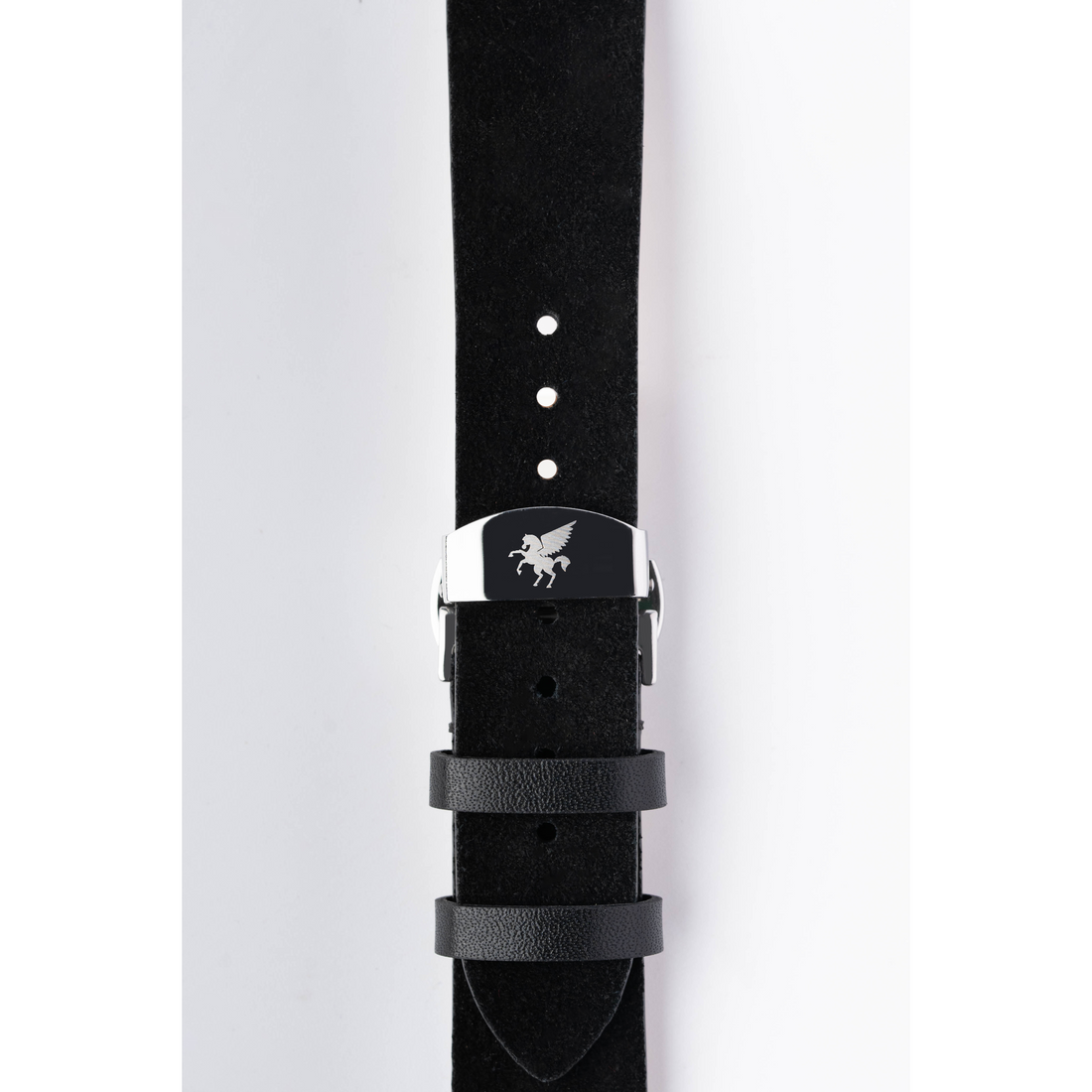 Onyx Black Italian Suede Leather Strap w/ Butterfly Buckle