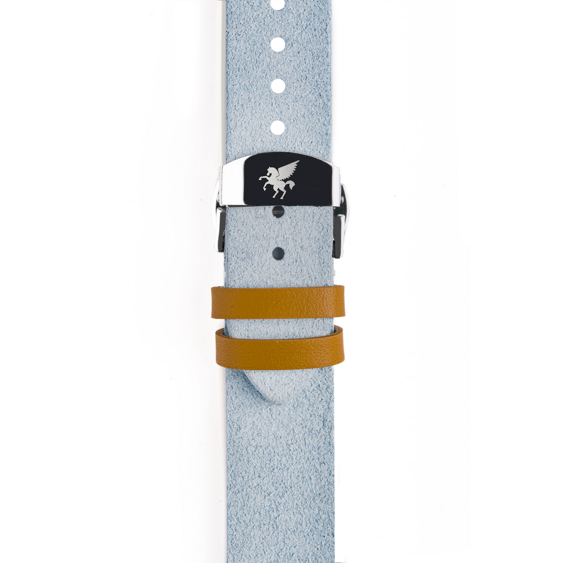 Denim Blue Italian Suede Leather Strap w/ Butterfly Buckle