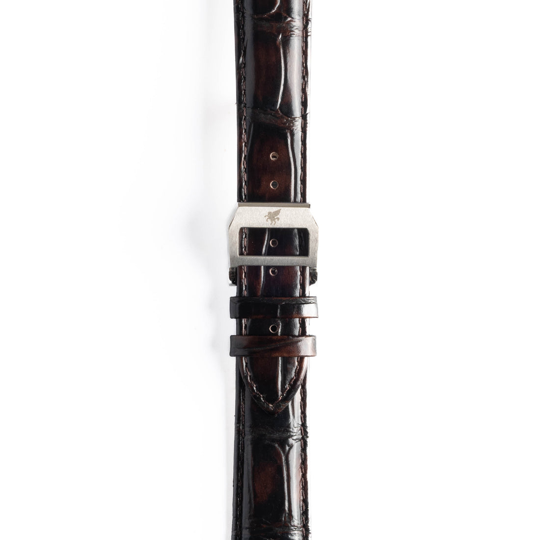 Umber Brown Crocodile Pattern Leather Strap