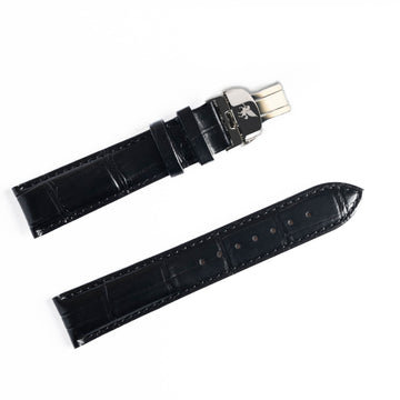 Midnight Black Crocodile Pattern Leather Strap