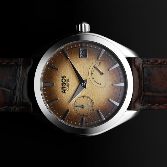 OLYMPUS - Irish Coffee Silver w/ Leather Strap