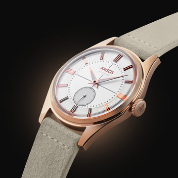 Apollo III - Pearl White Rose Gold Ivory Leather