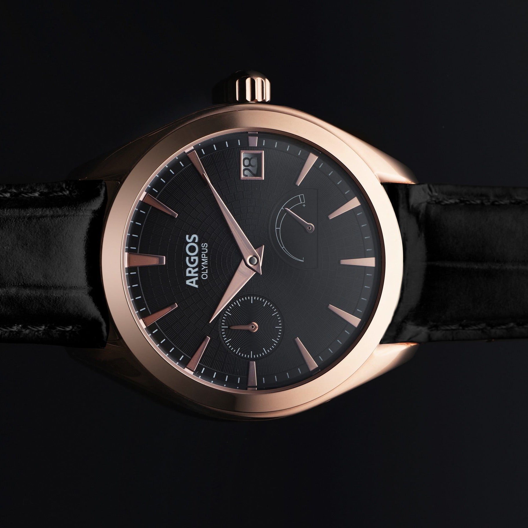 Argos Olympus - Piano Black Rose Gold Leather