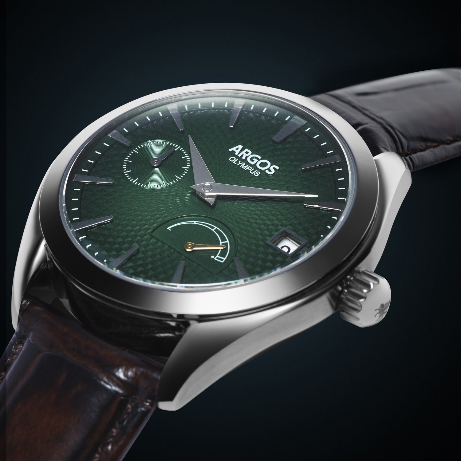 OLYMPUS - Basil Green Silver w/ Leather Strap