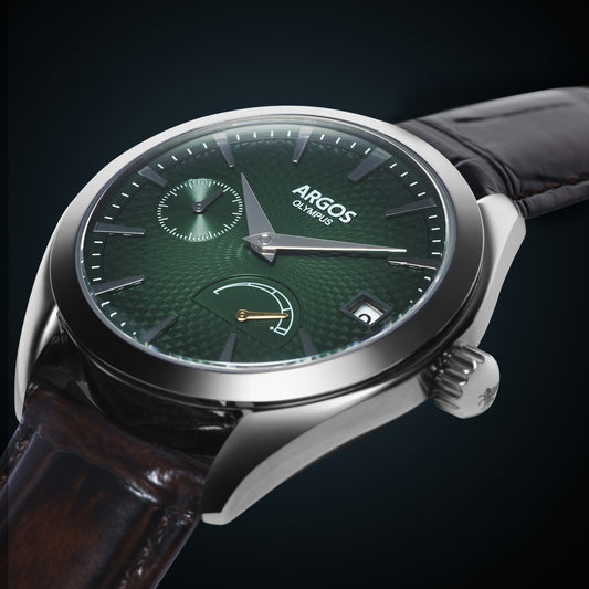 OLYMPUS - Basil Green Silver w/ Leather Strap