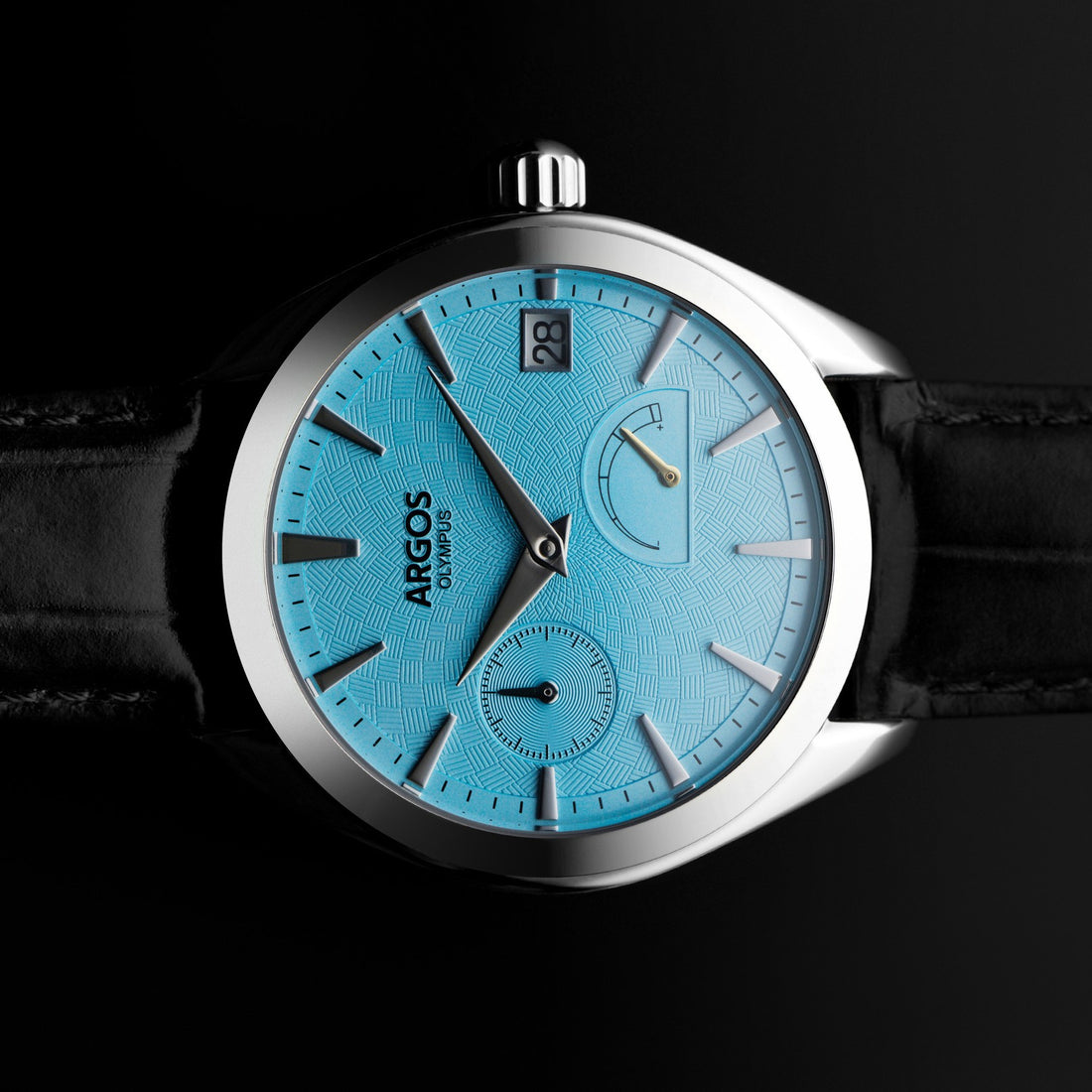 OLYMPUS - Arctic Blue Silver w/ Leather Strap