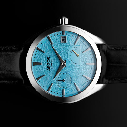 OLYMPUS - Arctic Blue Silver w/ Leather Strap