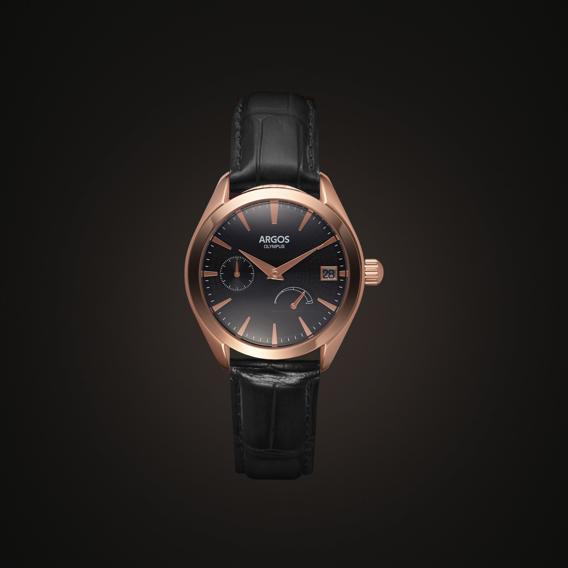 Argos Olympus - Piano Black Rose Gold Leather