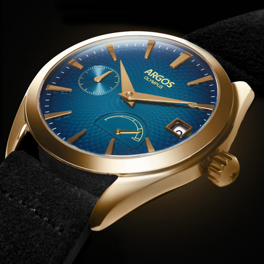 OLYMPUS - Azure Blue Gold w/ Leather Strap