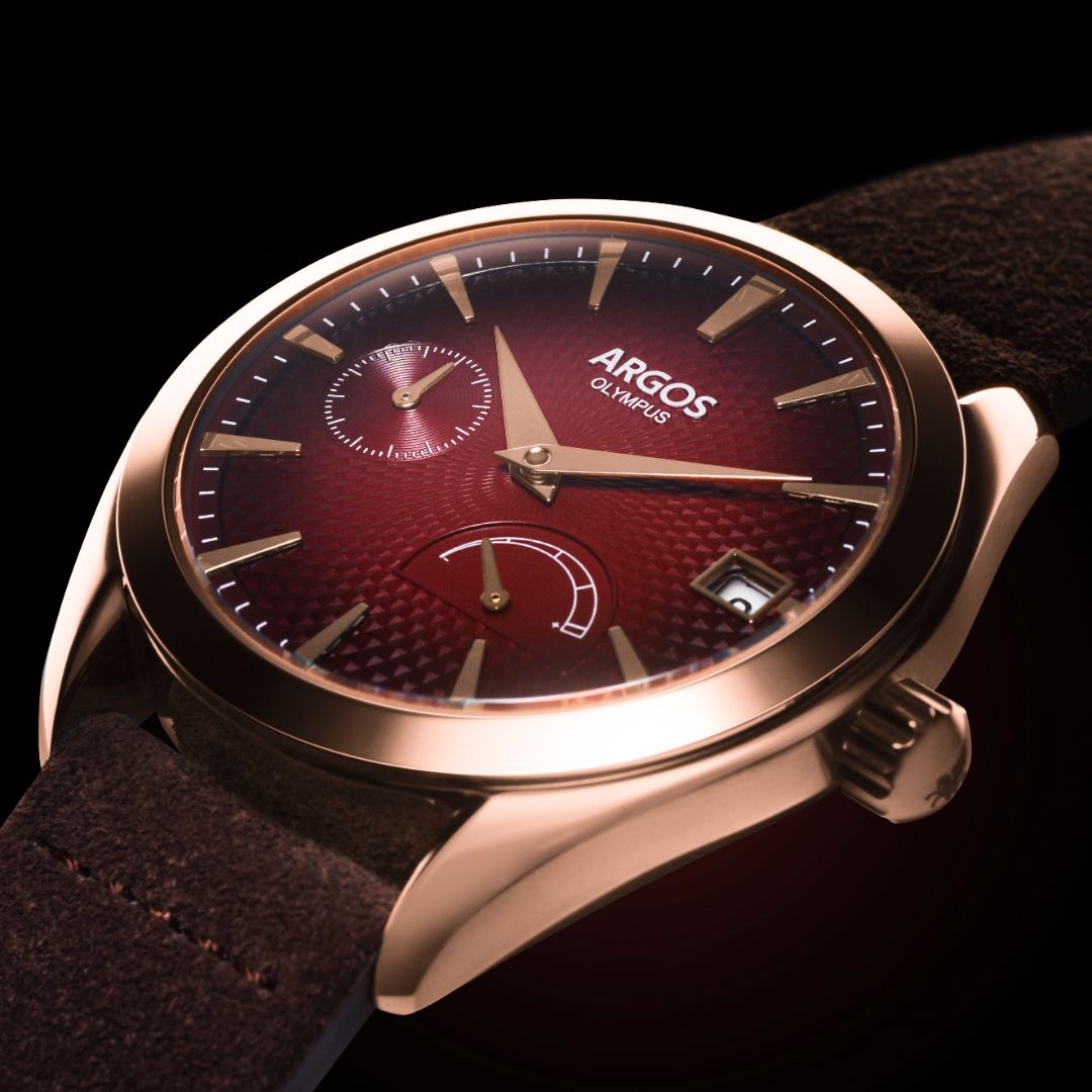 Olympus - Carmine Red Rose Gold Leather