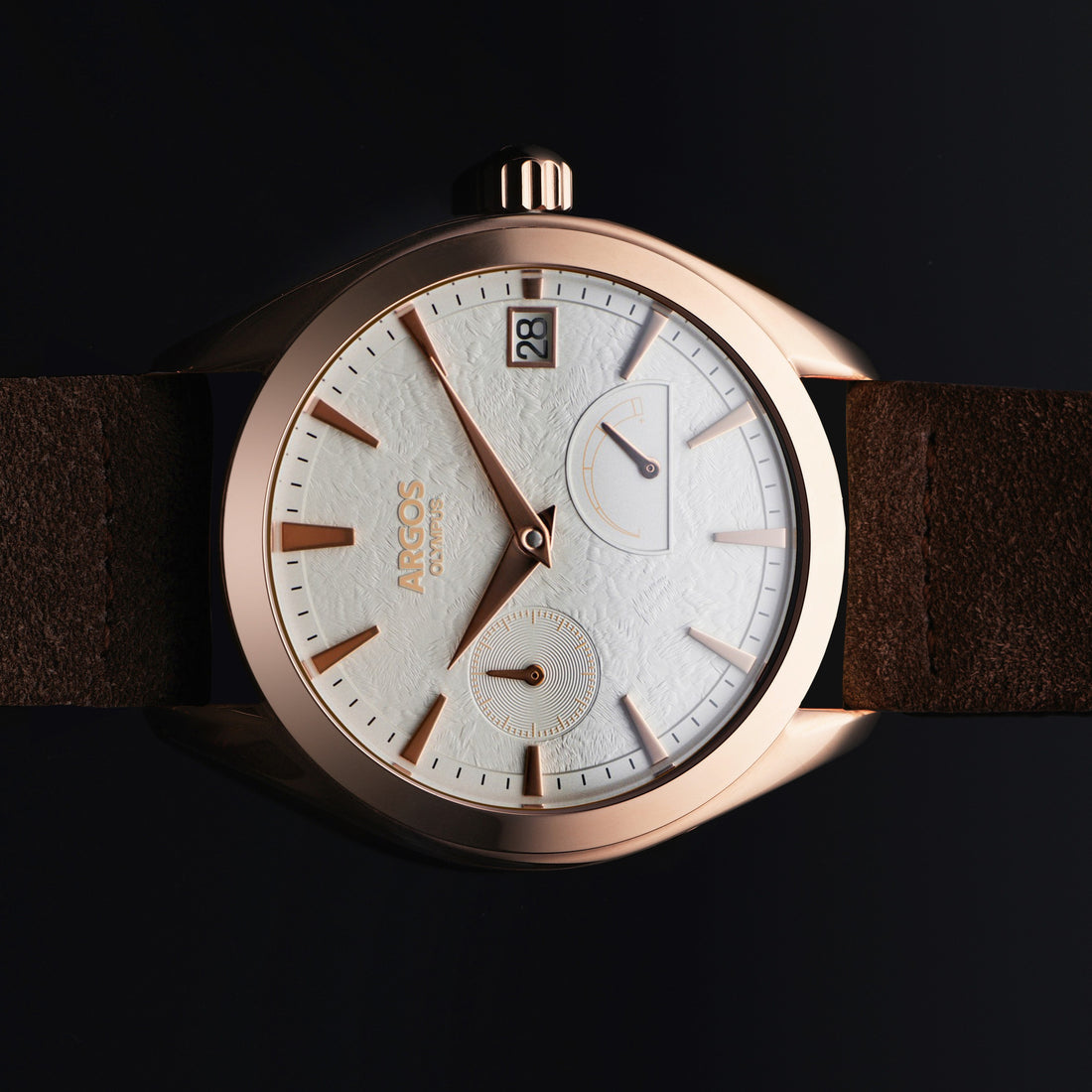 OLYMPUS - Luxe White Rose Gold w/ Leather Strap