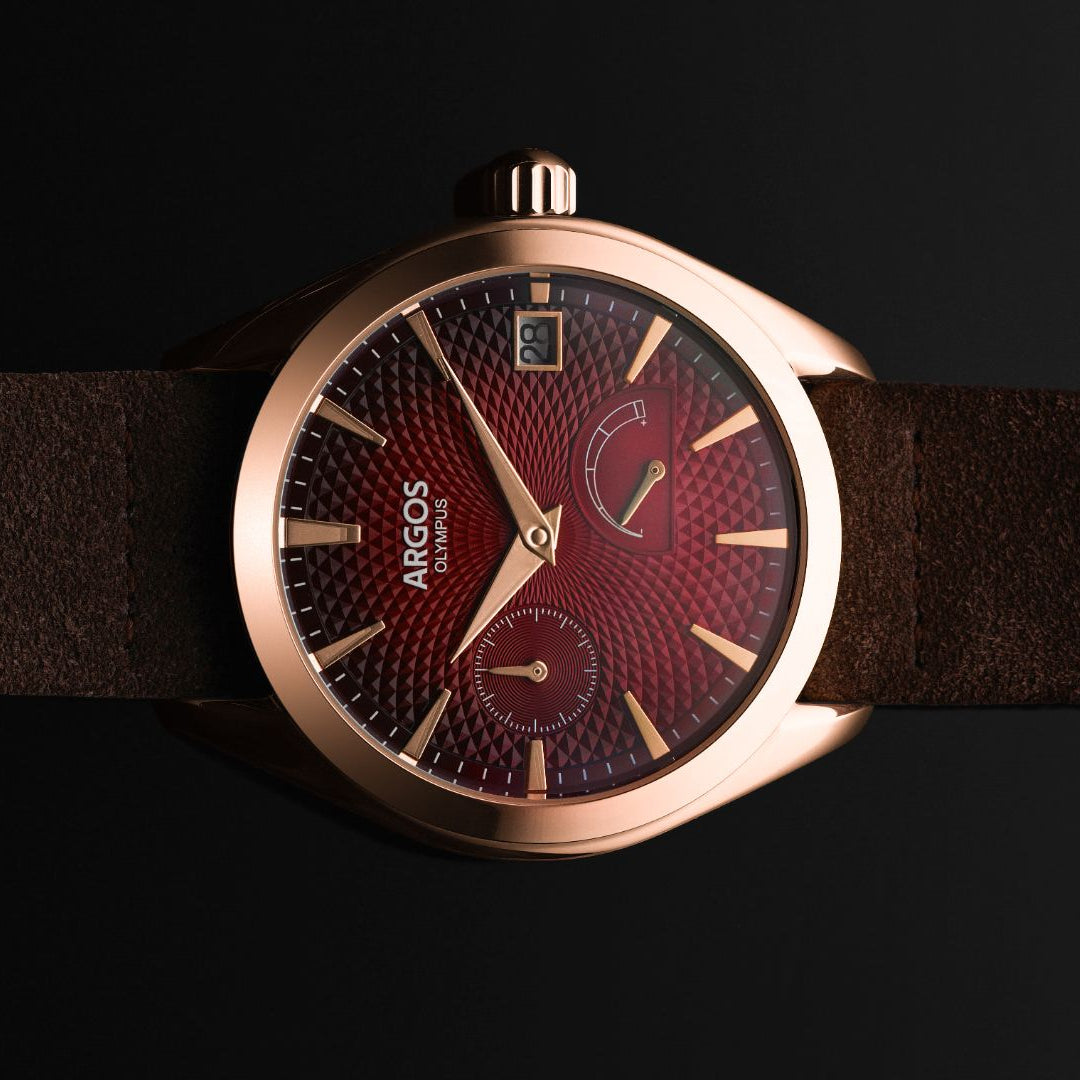 Olympus - Carmine Red Rose Gold Leather