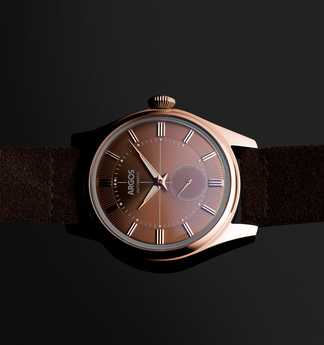 Apollo III - Chocolate Brown Rose Gold Leather Argos Watches