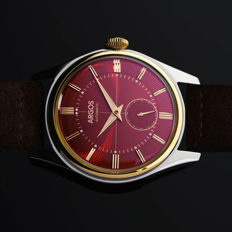 Argos Apollo III Wine Red Gold Two Tone with Italian Suede Strap