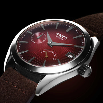 OLYMPUS - Carmine Red Silver w/ Leather Strap