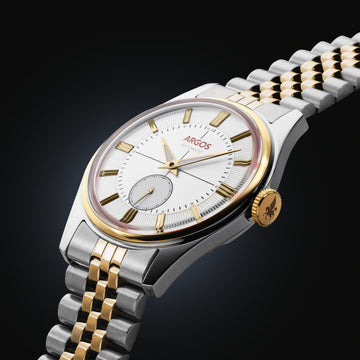 Pearl White Gold Two Tone, a refined mens white and gold watch with a classic white dial.