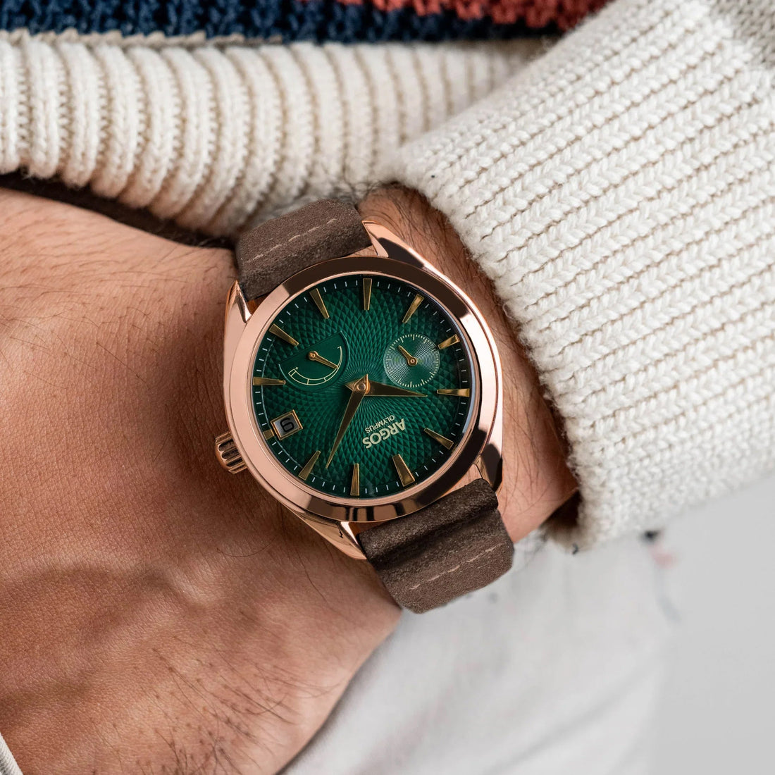 Olympus - Basil Green Rose Gold Leather Argos Watches