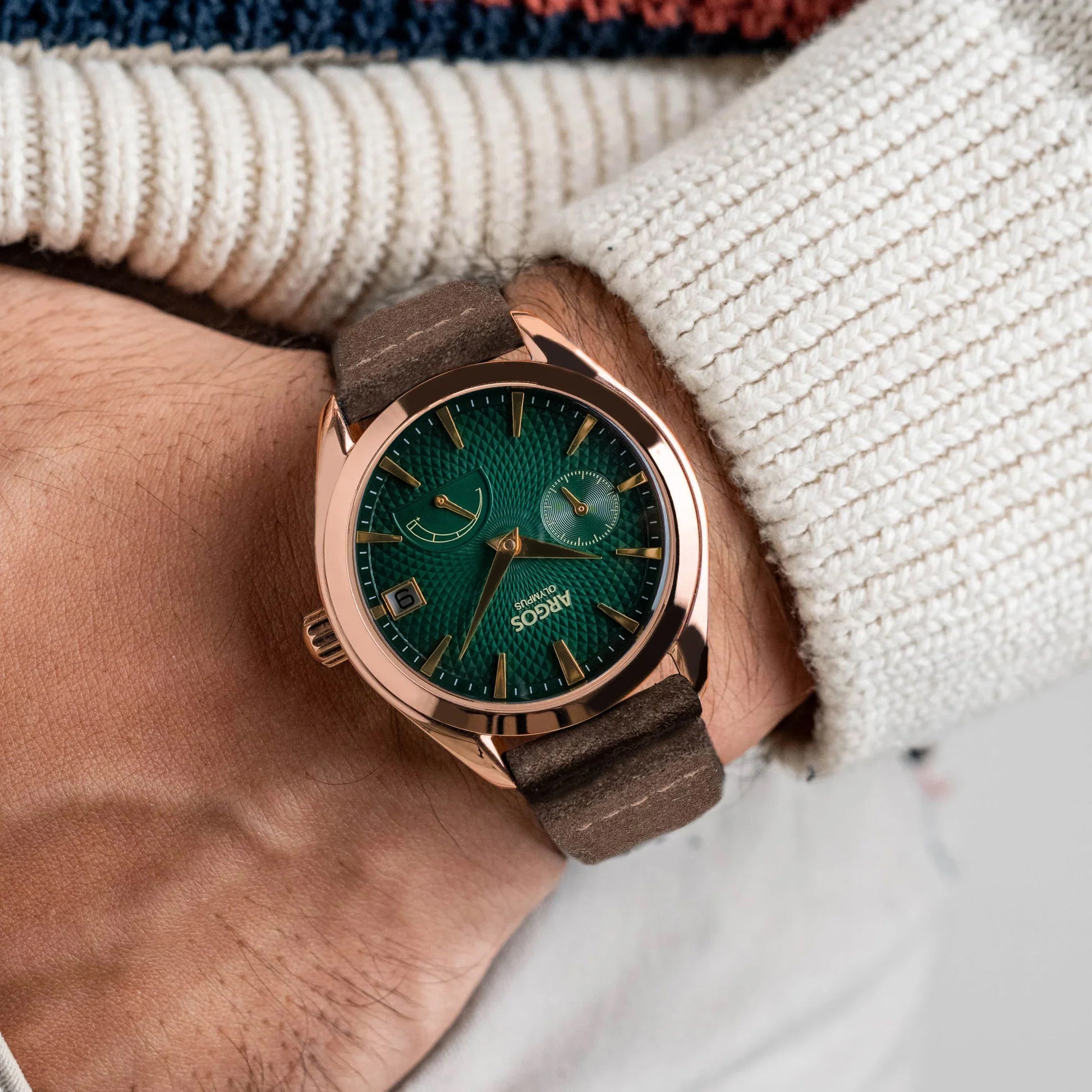 Olympus - Basil Green Rose Gold Leather Argos Watches