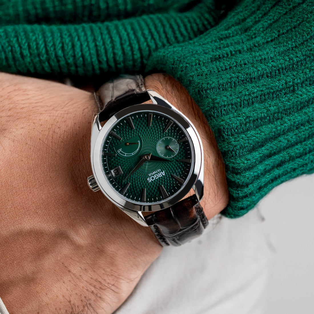 Olympus - Basil Green Silver Leather