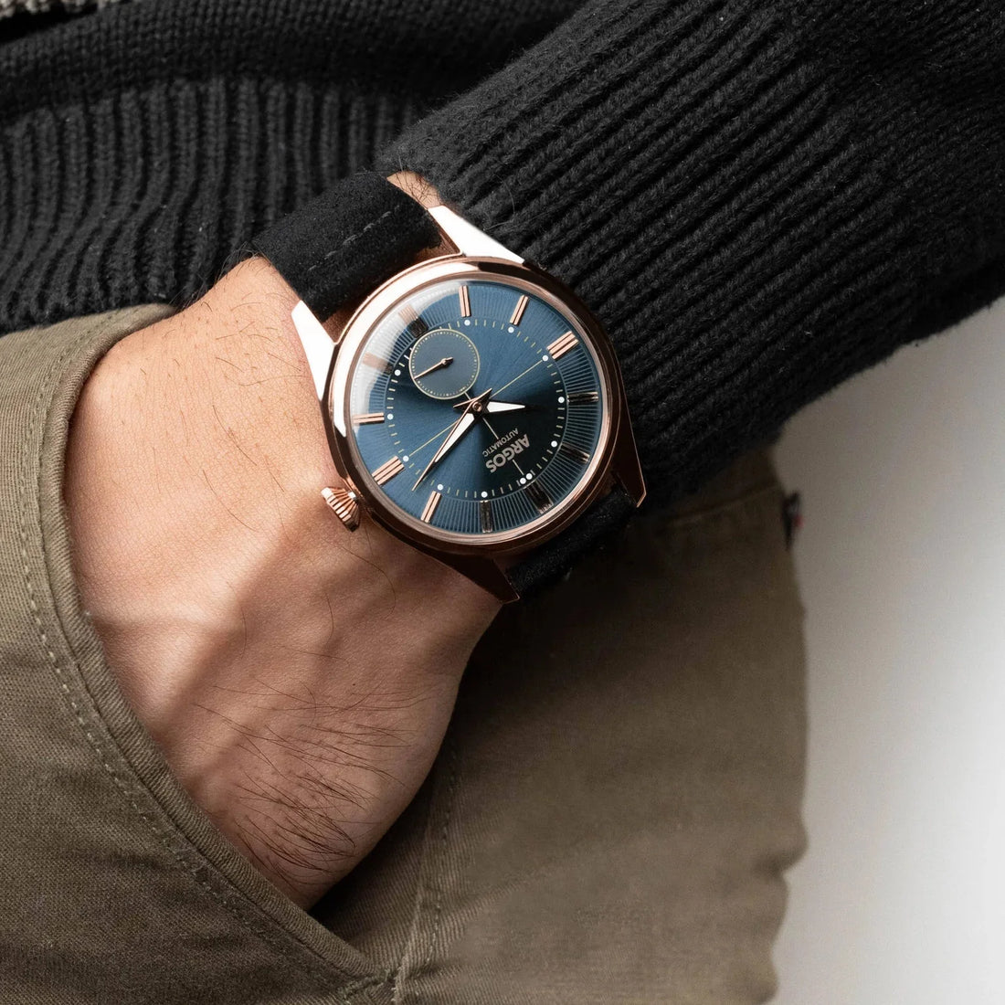 Apollo III - Constellation Blue Rose Gold Leather
