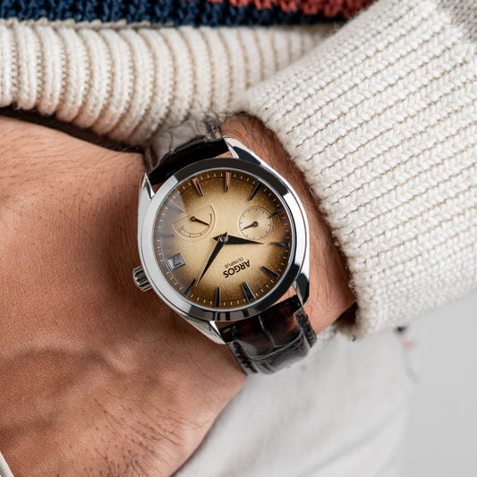 OLYMPUS - Irish Coffee Silver w/ Leather Strap