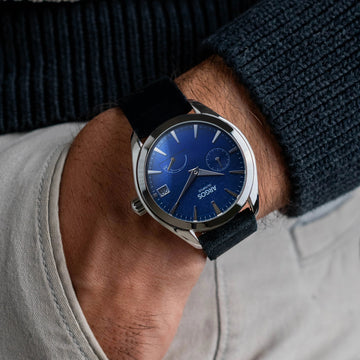 Olympus - Aether Blue Silver Leather Argos Watches