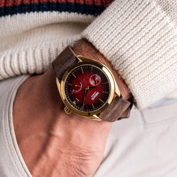 OLYMPUS - Carmine Red Gold w/ Leather Strap