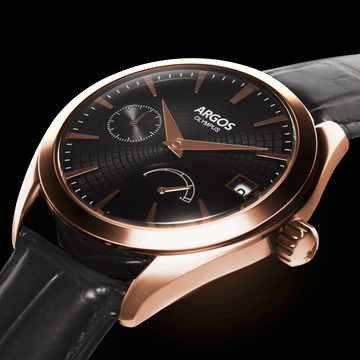 OLYMPUS - Piano Black Rose Gold w/ Leather Strap
