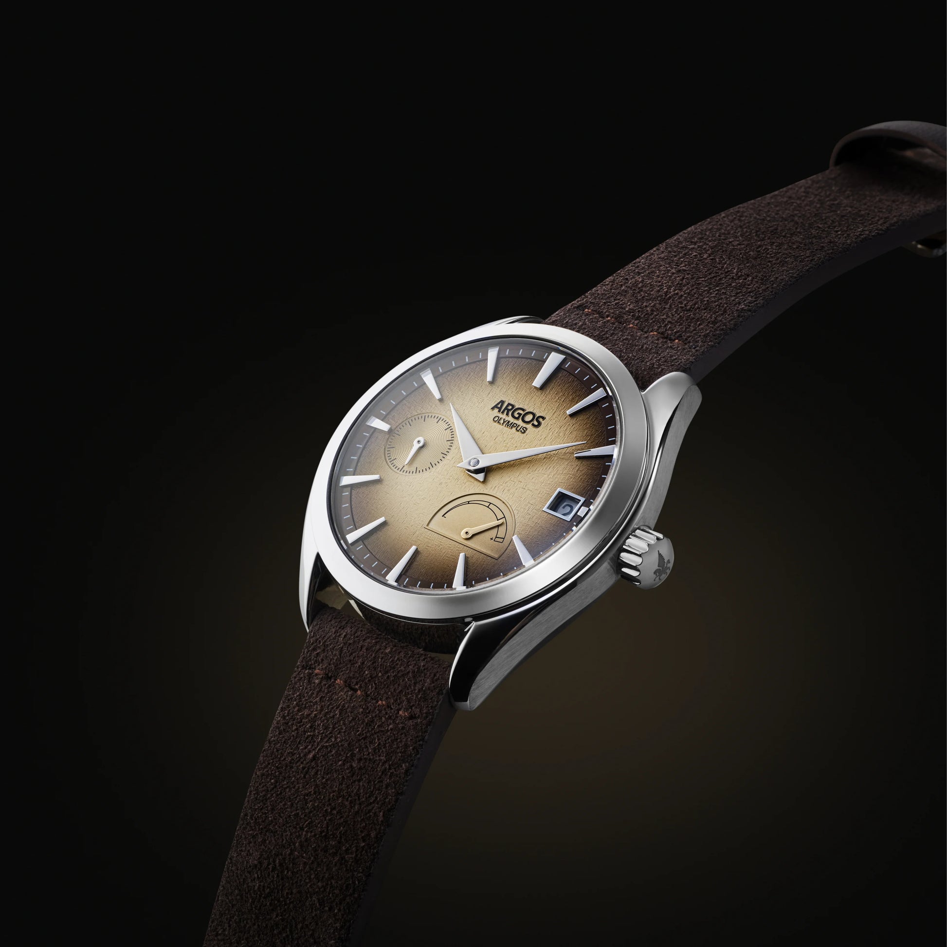 Irish Coffee Silver Leather mens watches brown leather strap