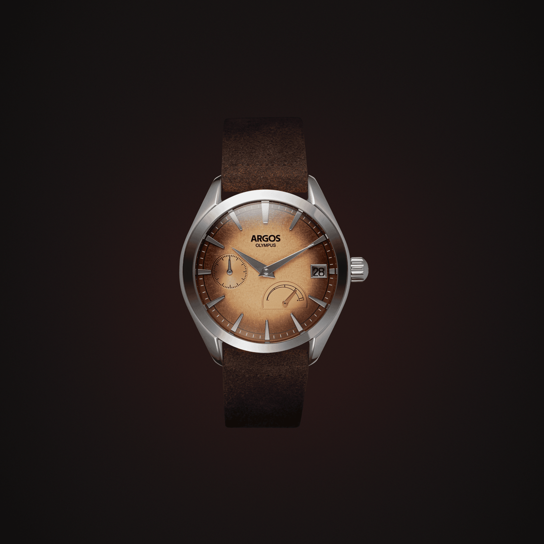 OLYMPUS - Irish Coffee Silver w/ Leather Strap