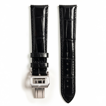 Midnight Black Crocodile Pattern Leather Strap