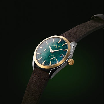Argos Olympus Basil Green Gold leather strap men’s green watch