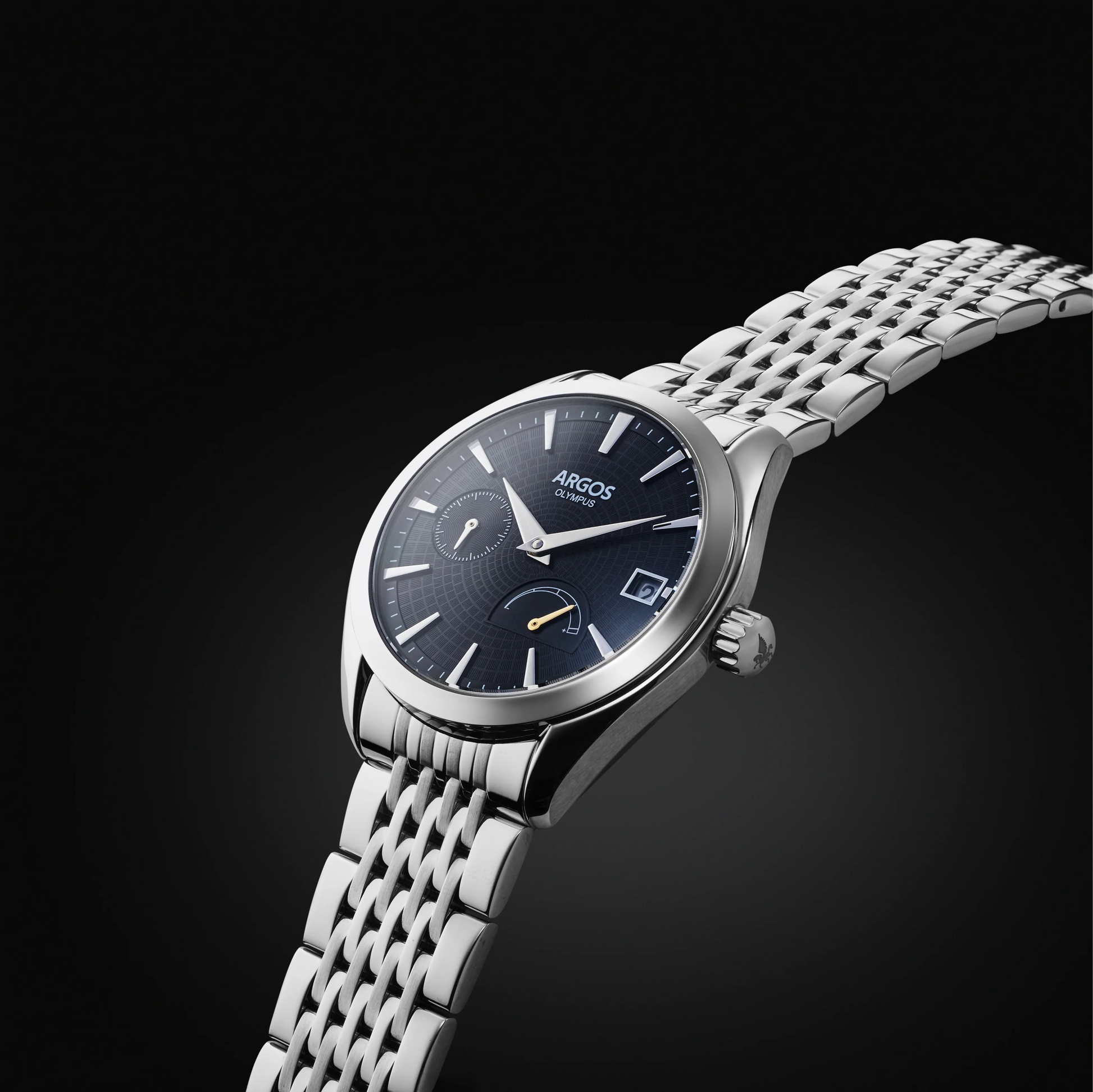 Piano black dial silver and black watch