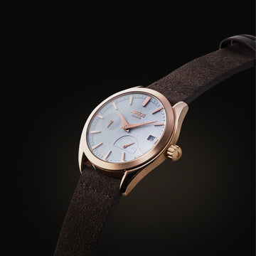 Olympus Luxe White Rose Gold automatic leather watch