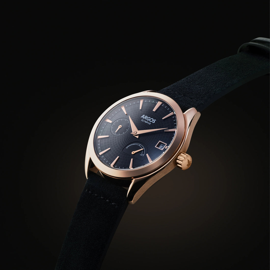 Piano black Rose gold Leather rose gold automatic watch