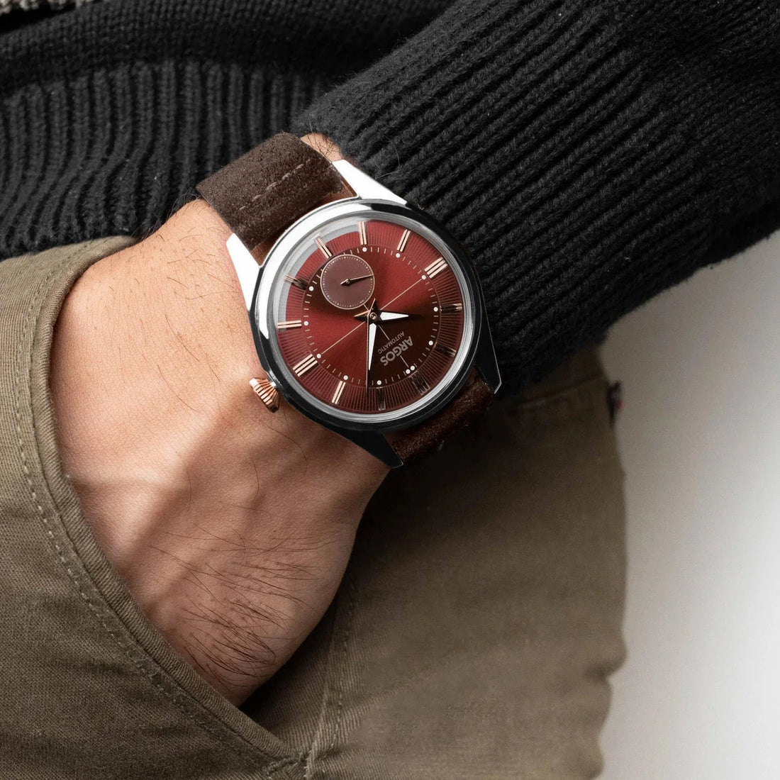 Apollo III - Wine Red Rose Gold Two Tone Leather