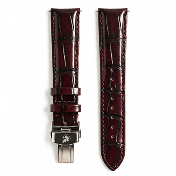 Reddish Brown Crocodile Pattern Leather Strap