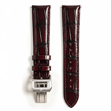 Reddish Brown Crocodile Pattern Leather Strap