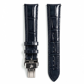 Royal Blue Crocodile Pattern Leather Strap