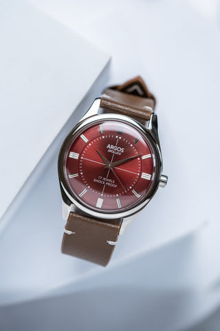 Argos Apollo II Wine Red Silver Men s Mechanical Watch Argos Watches