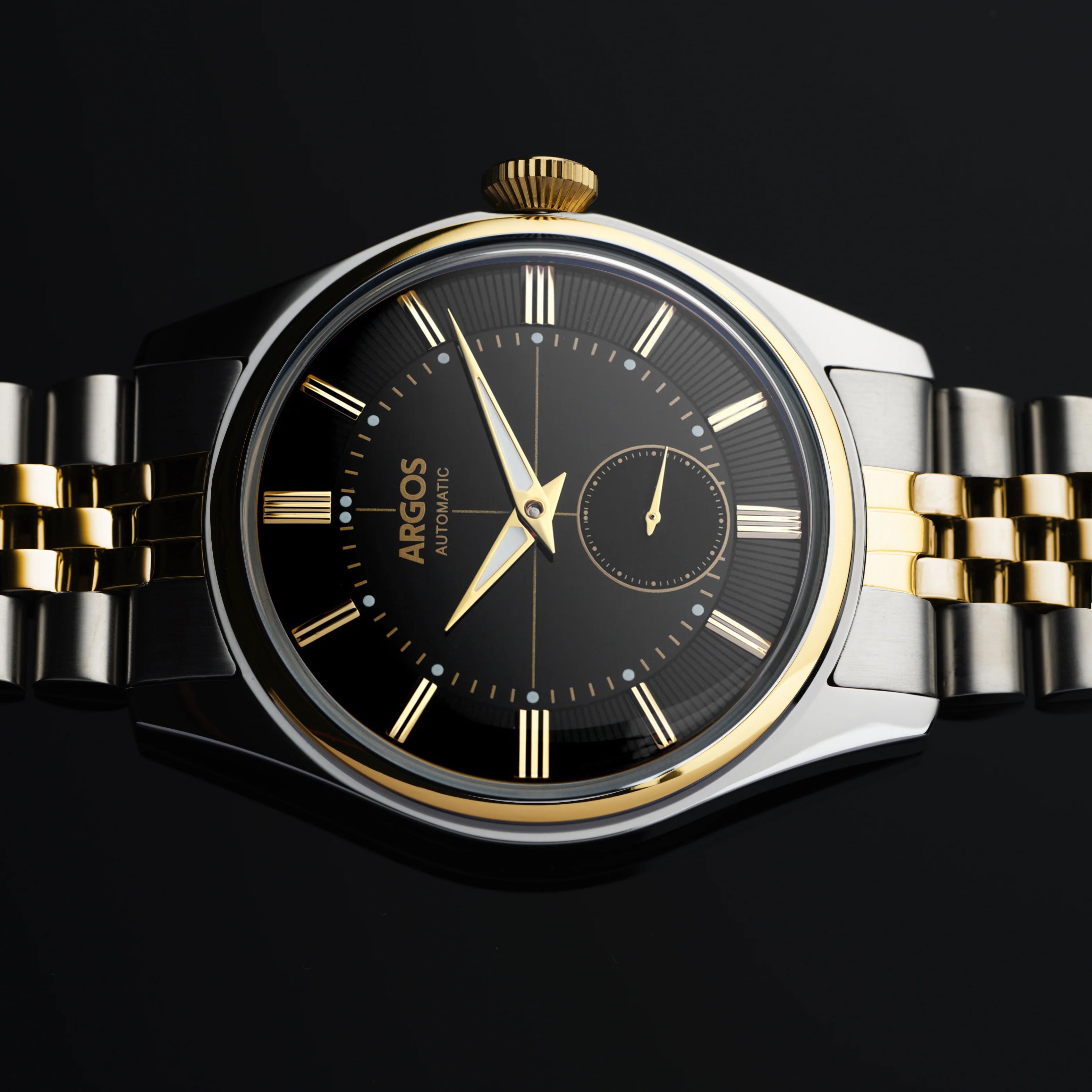 Argos Apollo III Onyx Black Gold Two Tone with Golden Jubilee Bracelet