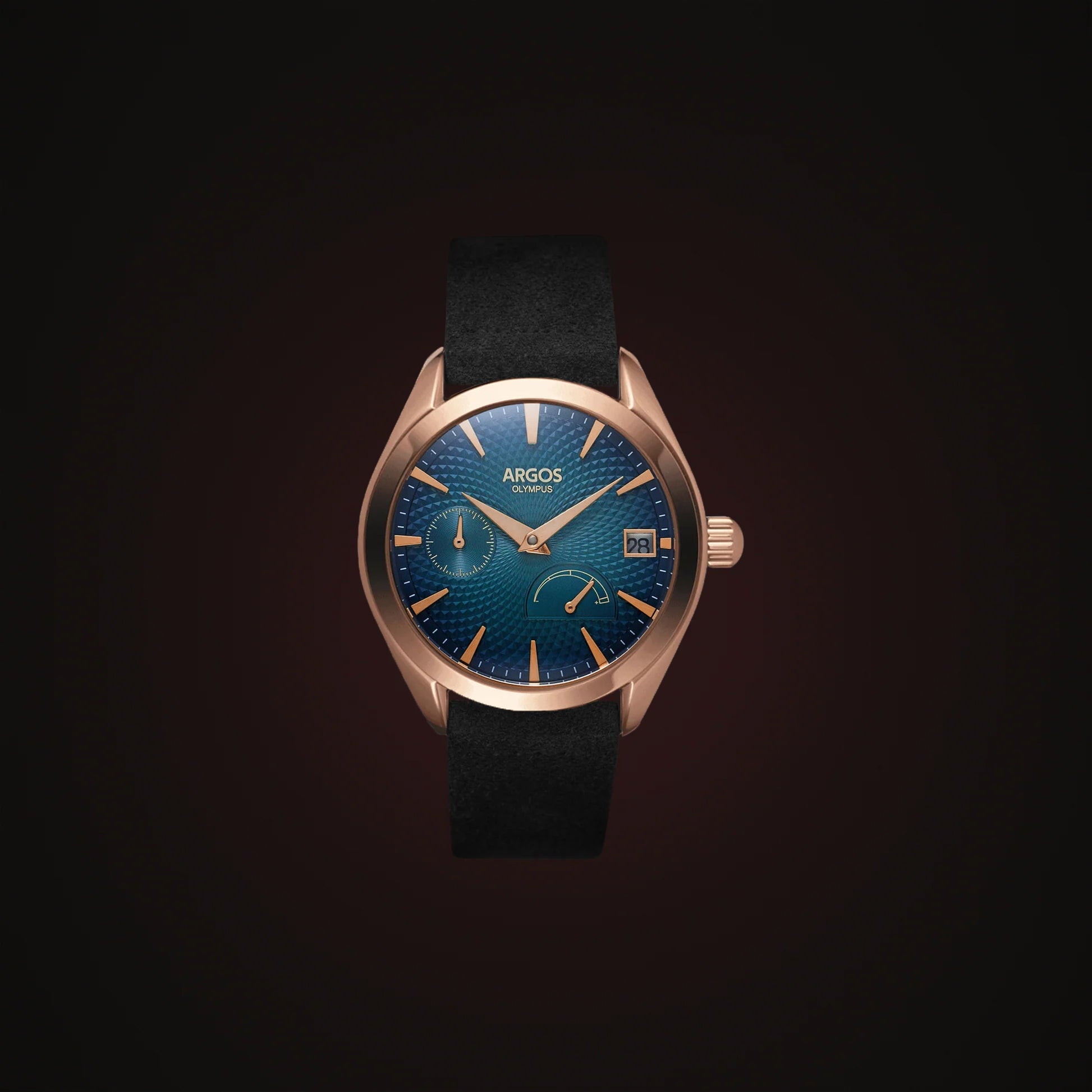 Argos Olympus - Azure Blue Rose Gold leather