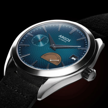 OLYMPUS - Azure Blue Silver w/ Leather Strap