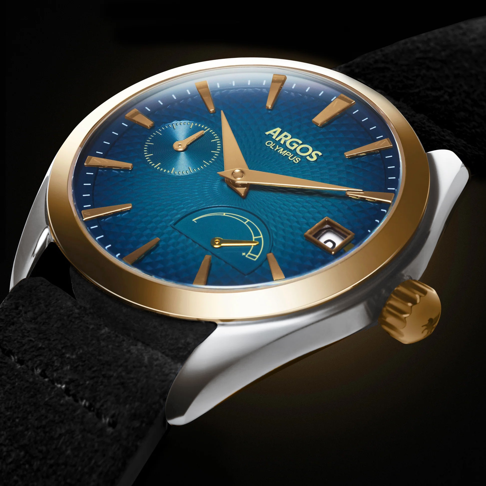 OLYMPUS - Azure Blue Gold Two Tone Leather