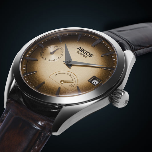 OLYMPUS - Irish Coffee Silver w/ Leather Strap