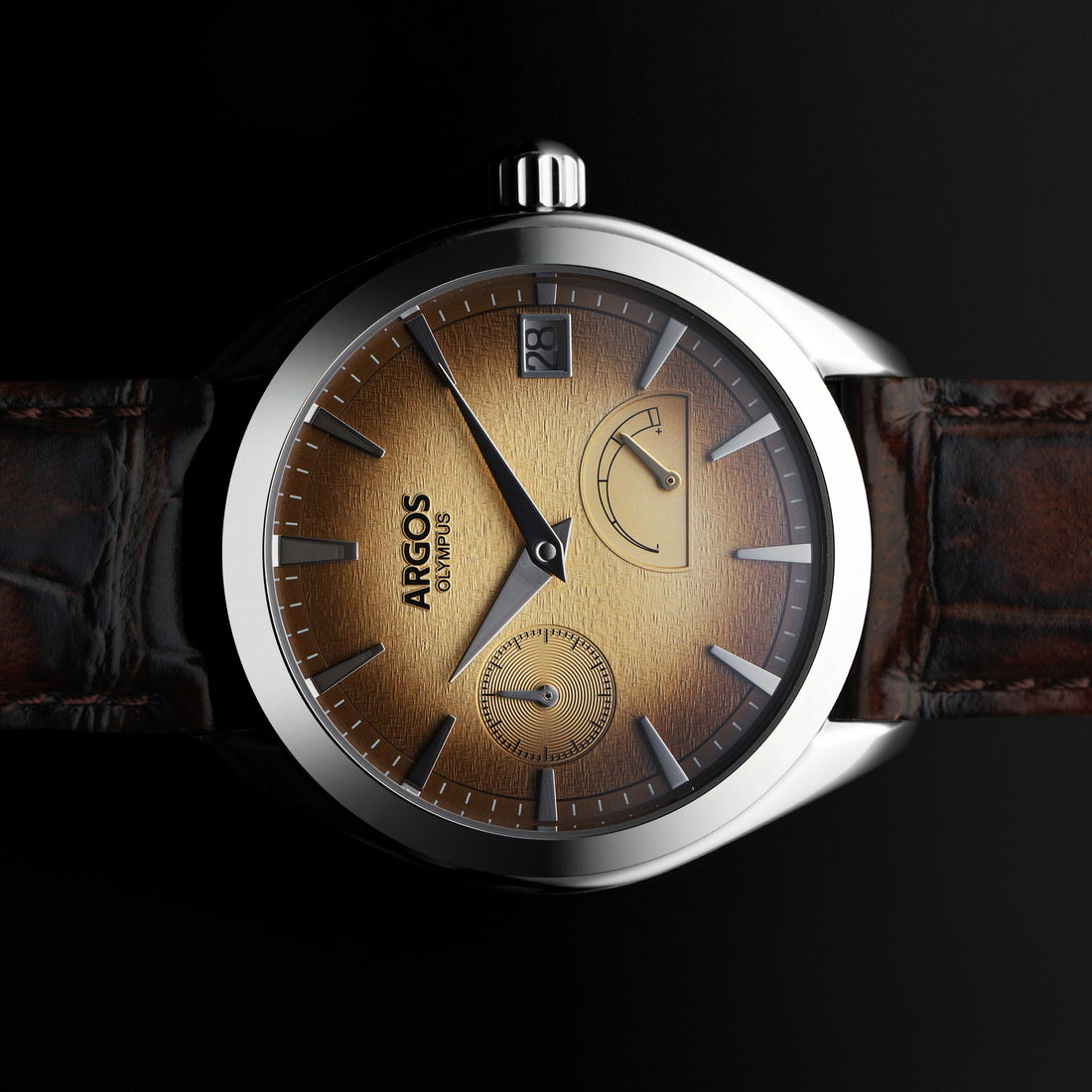 OLYMPUS - Irish Coffee Silver w/ Leather Strap