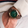 Olympus - Basil Green Gold Two Tone Leather Argos Watches